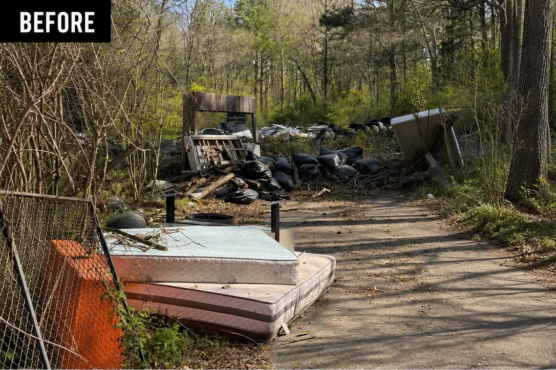 Illegal dumping before cleanup